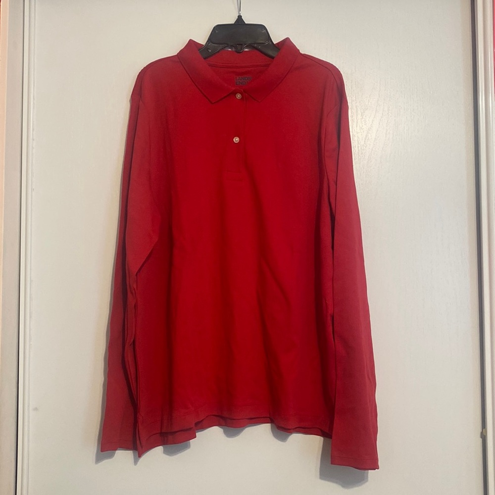 Lands' End Red Long Sleeve Polo Shirt, uniform